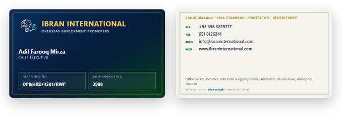 Visiting Card — English — Preview